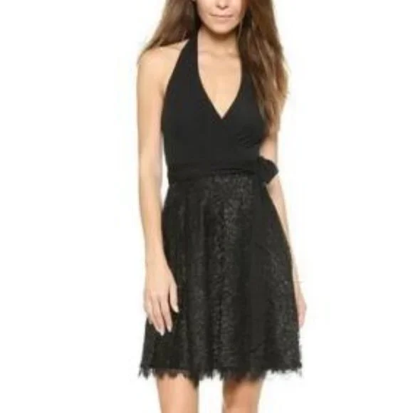 Diane Von Furstenberg | Dresses | Dvf Diane Von Furstenberg Amelia Halter  Lace Overlay Skirt Wrap Dress | Poshmark
